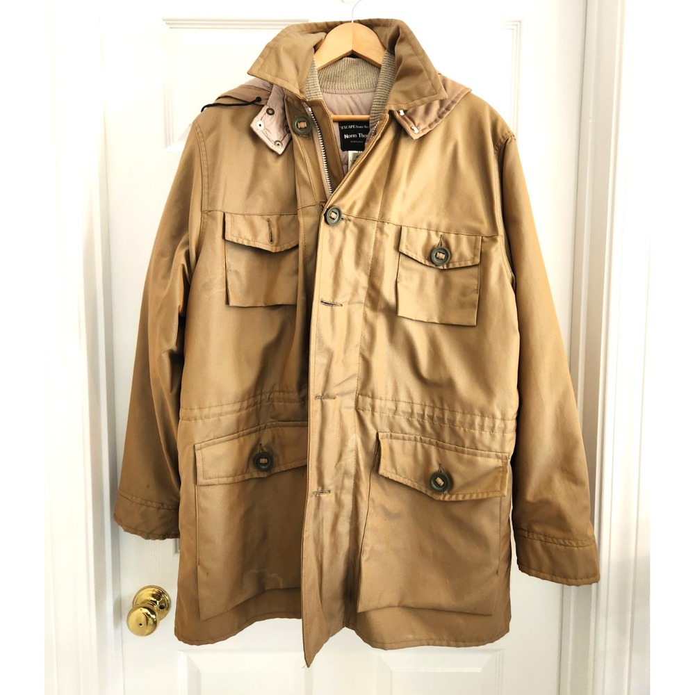 Norm Thompson Women's 16/18 Taupe Goose down Jacket Coat Removable Hood/Lining